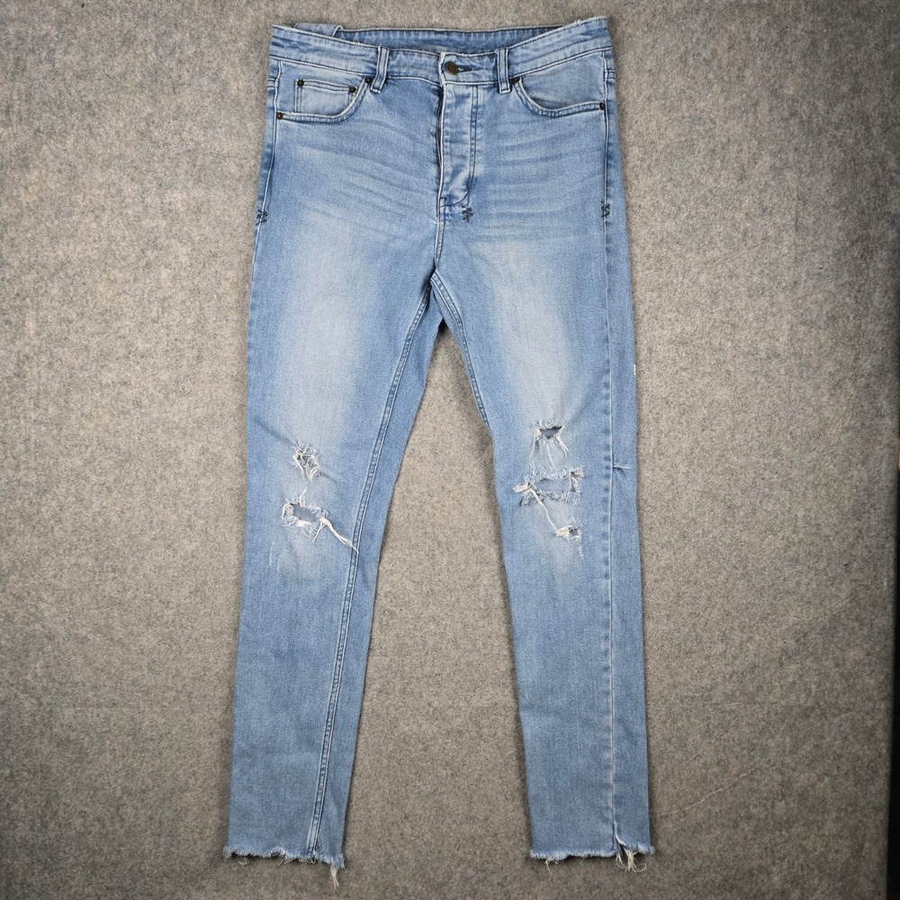 Ksubi Chitch Jean Womens 33 Philly Blue Distressed Skinny Raw Hem Streetwear